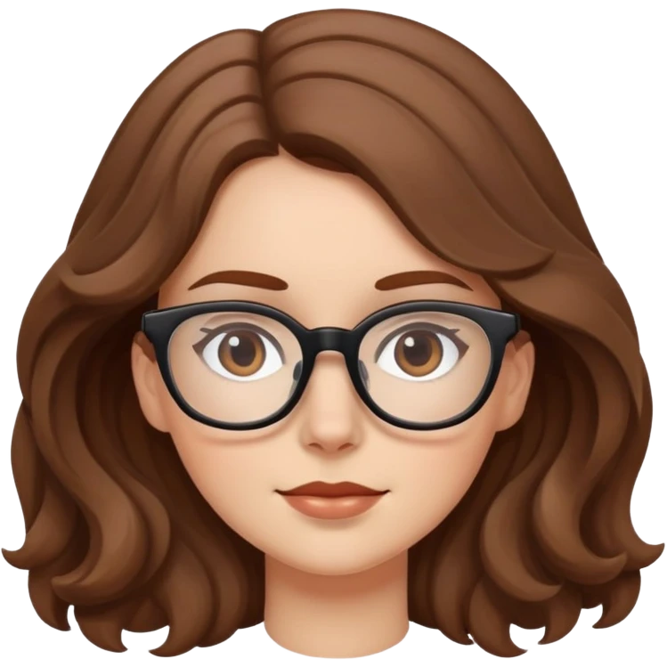 a white girl with wavy brownish hair and glasses emoji