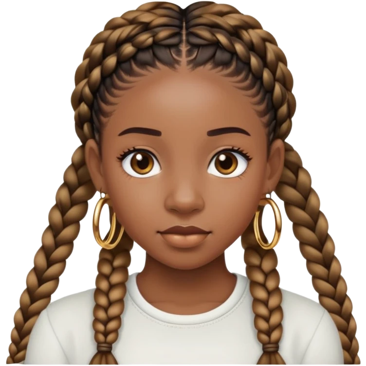 Black girl with gold hoop earrings and knotless braids emoji