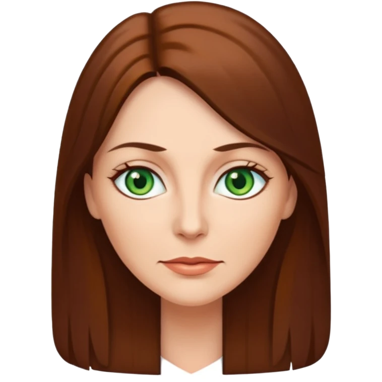 Pretty middle age woman with green eyes and long straight brown hair  emoji