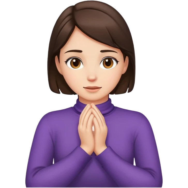 brunette girl crossing hands over neck emoji