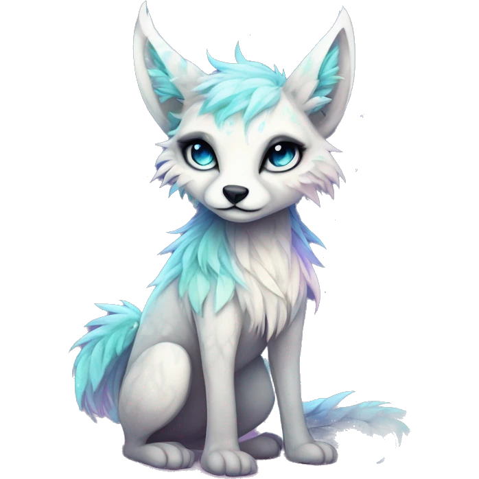 Cool cute Kawaii edgy ethereal futuristic modern fantasy animal sparkle fursona Fionbri creature by griffsnuff & LiLaiRa & Falvie full body emoji