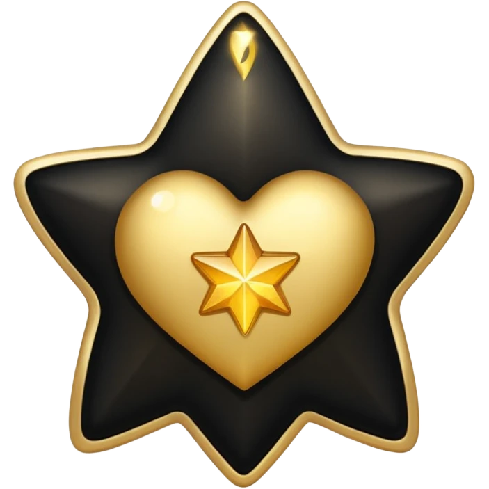 A star with a heart inside, golden and black emoji