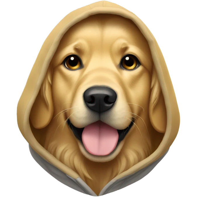 Golden retriever wearing a hoodie emoji