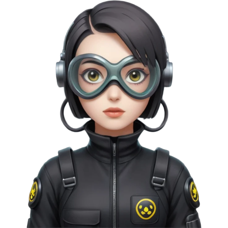 cyberpunk gasmask girl programmer buzzcut hair emoji