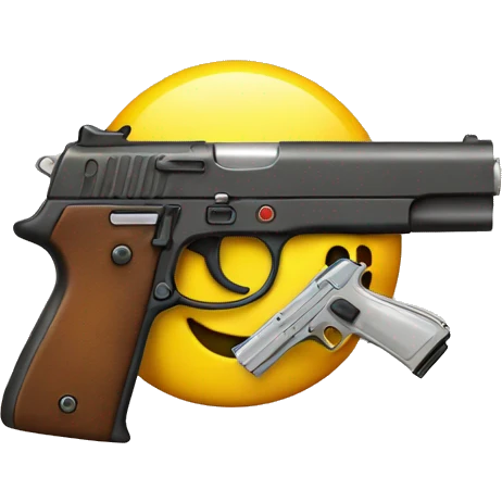 Smiley face emoji with fake gun emoji
