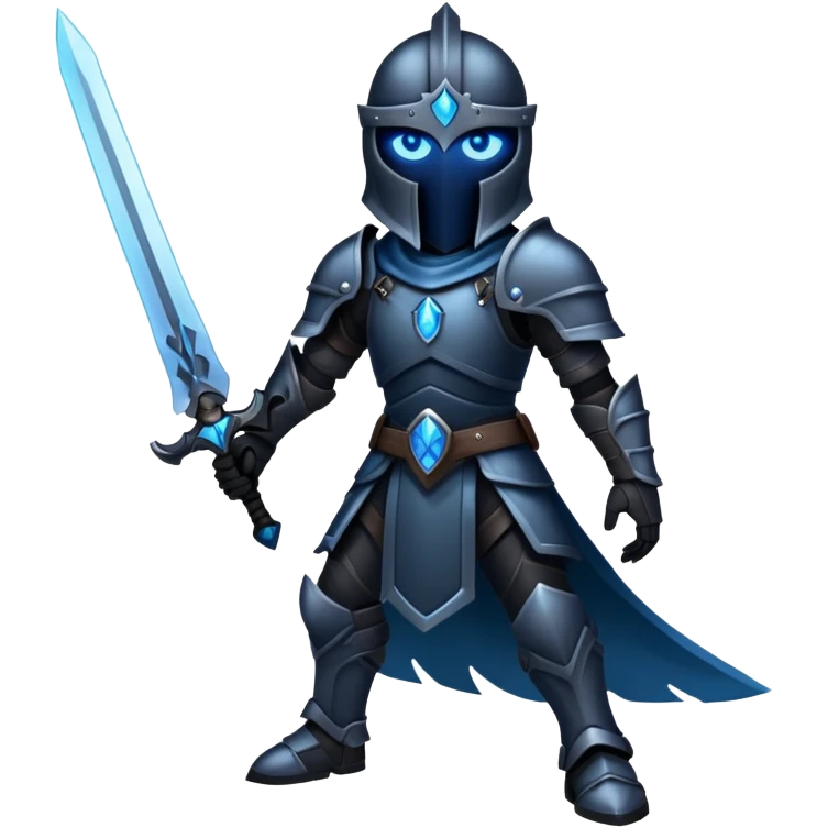 Shadow Soldier from Solo Leveling, dark shadow warrior with glowing blue eyes emoji