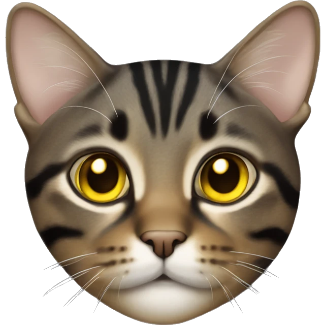 Black and brown tabby cat with cute yellow eyes full body emoji
