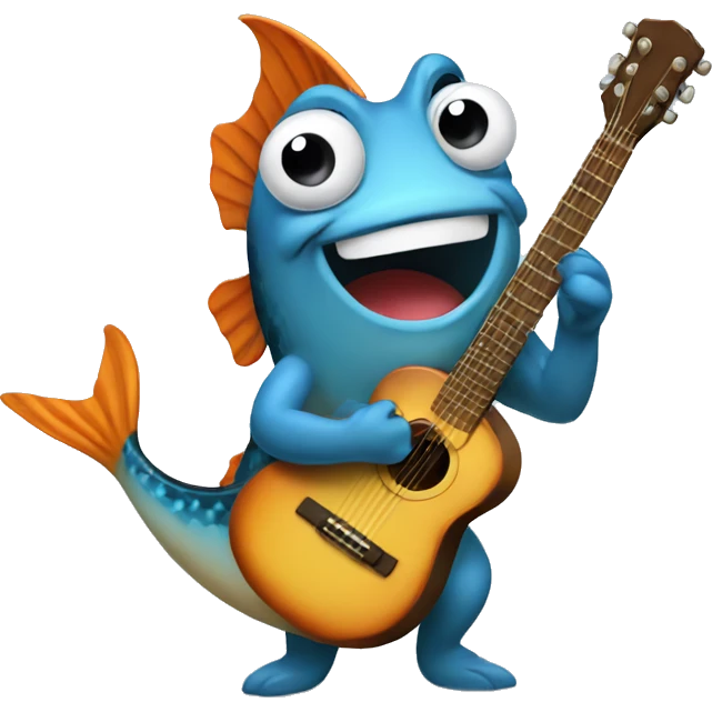 musician fish playing guitar emoji