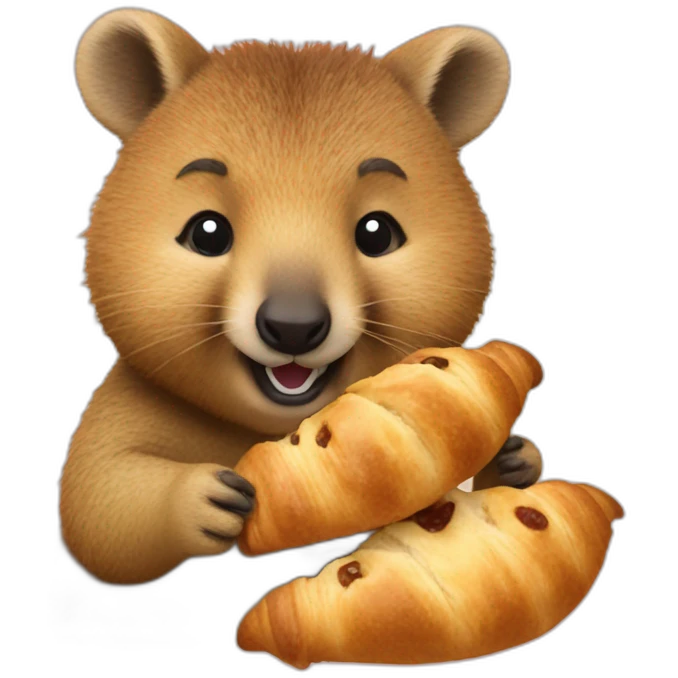 a quokka eating a croissant emoji