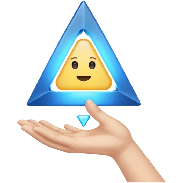 android hand holding a glowing blue triangle, Detroit Become Human, emoji style emoji