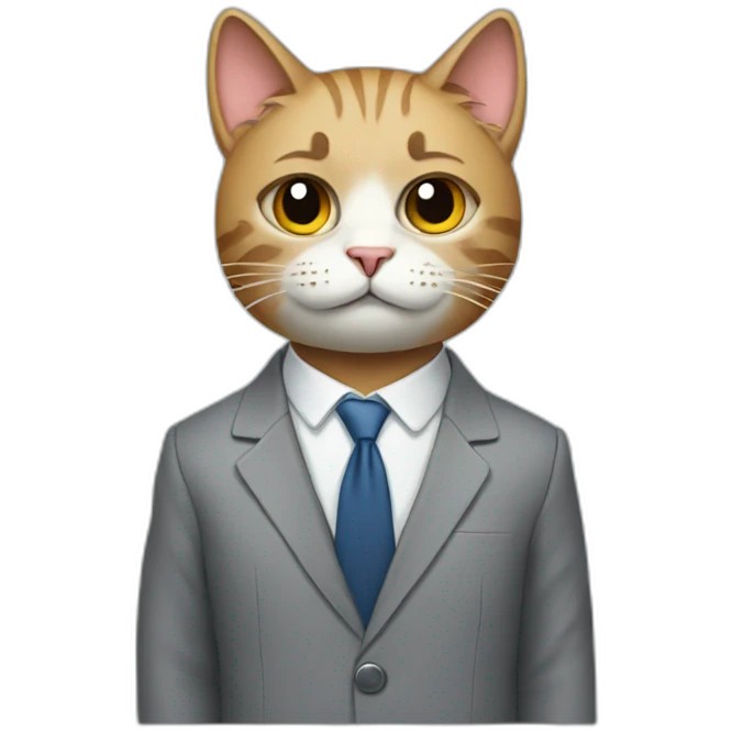unhappy cat with suit emoji