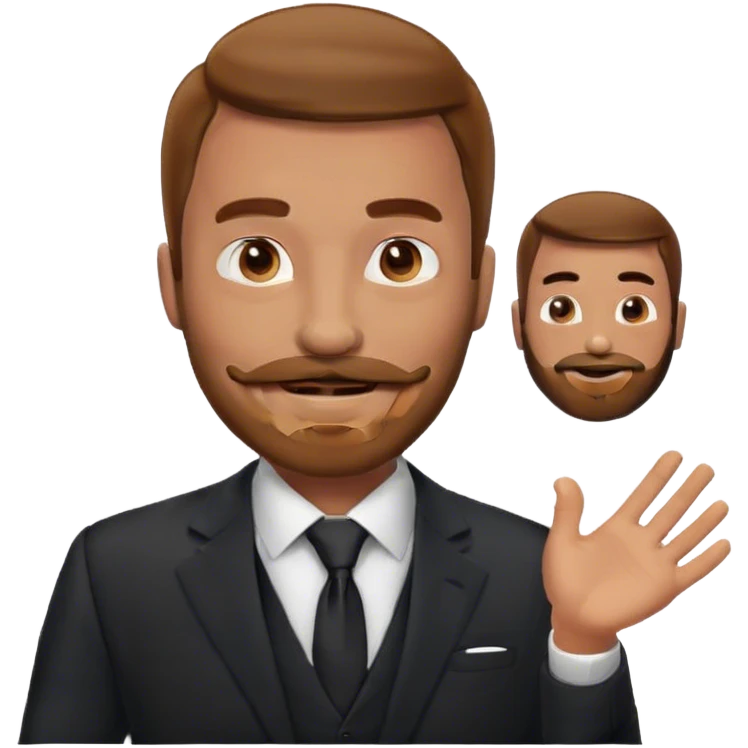 client male smiling suit with fine mustach and fine beard emoji