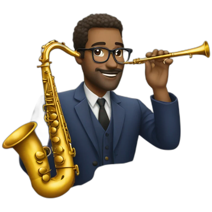man french glasses saxophone emoji