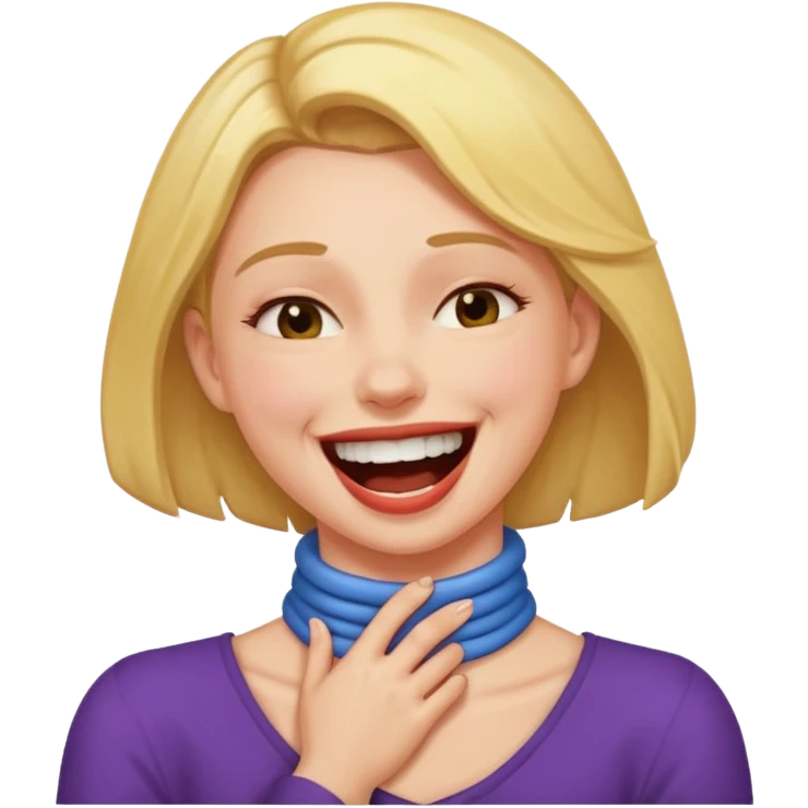 woman grabbing her neck laughing choking herself  emoji