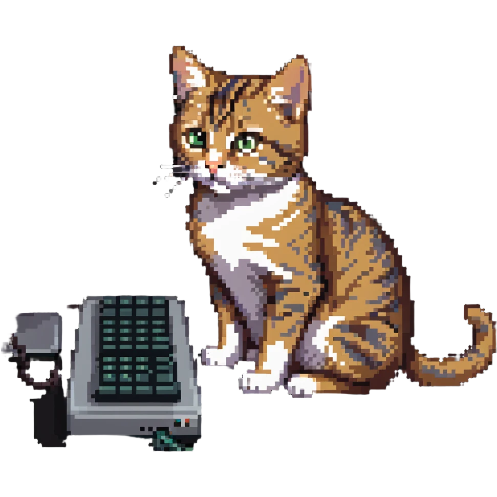 tabby cat playing computer game emoji