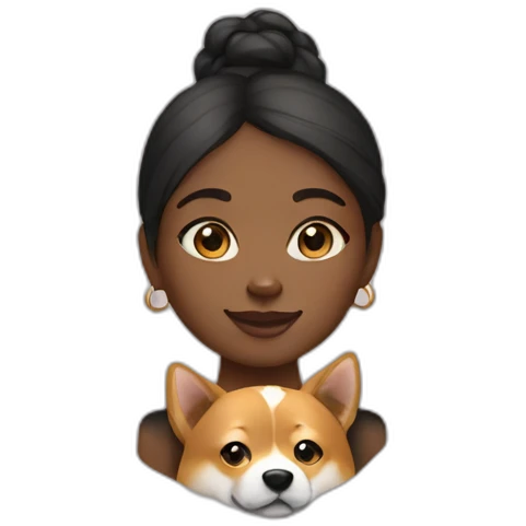 Black girl with a shiba inu dog emoji