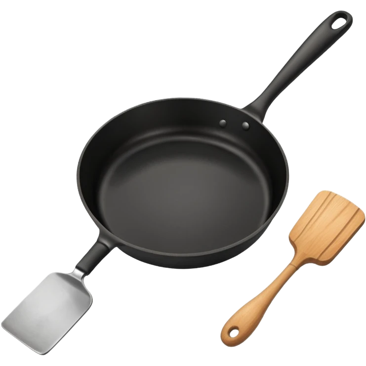a black pan and spatula inside emoji