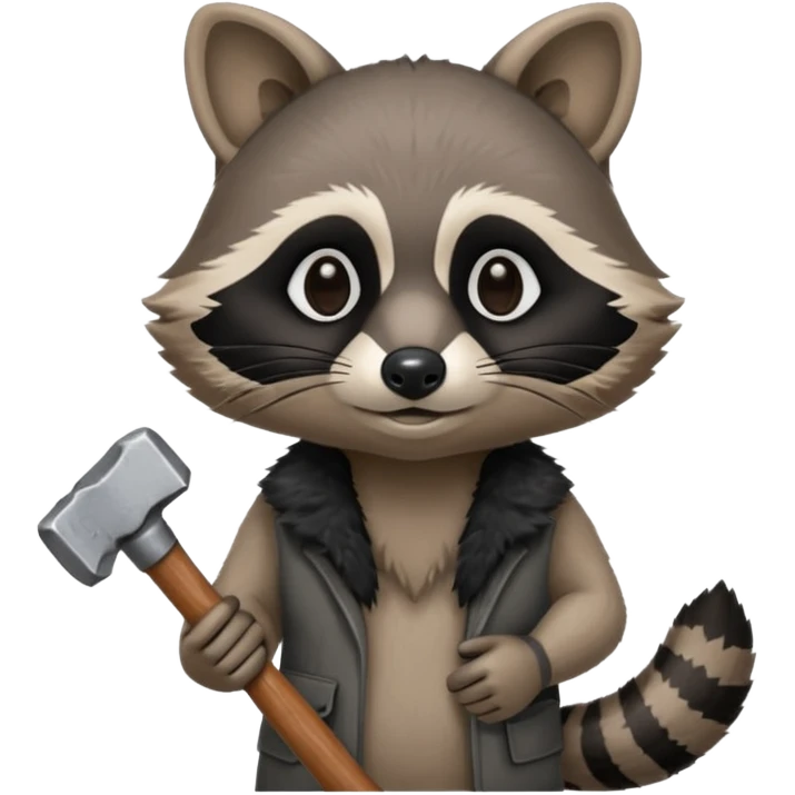 dirty blacksmith racoon holding hammer emoji