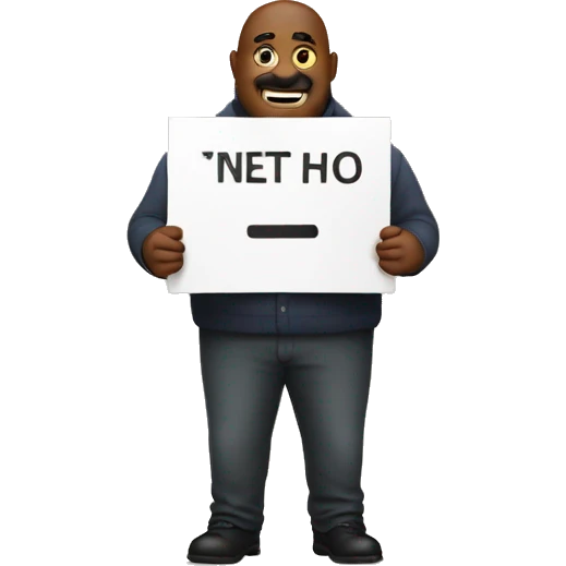 large man with sign emoji