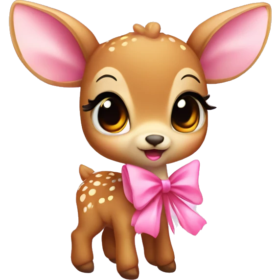 baby deer with fairy wings and a pink bow around its neck  emoji