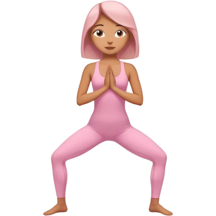 girl standing in a yoga pose in a pink bodysuit emoji