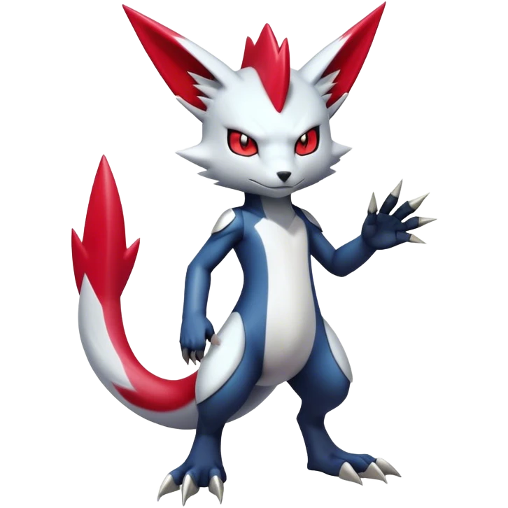 Cool Edgy Badass Shiny Futuristic Ethereal Legendary Digimon-Sneasel-Zangoose-hybrid full body emoji