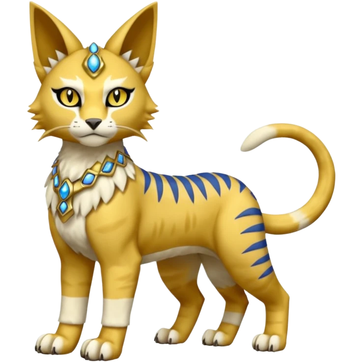Bastet-Gatomon-Vernid-Protogen-Digimon-Fakémon-Pokémon-creature  (full body) emoji