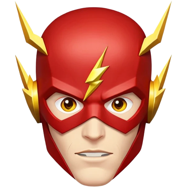 face of The Flash superhero with red mask and yellow lightning bolts emoji
