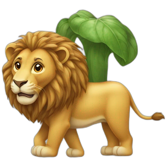 Un lion sur un éléphant emoji