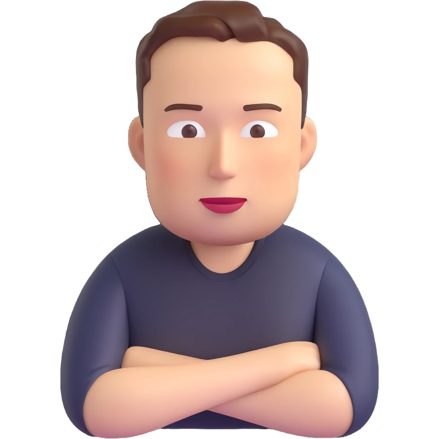 Elon Musk thinking 3D emoji style emoji
