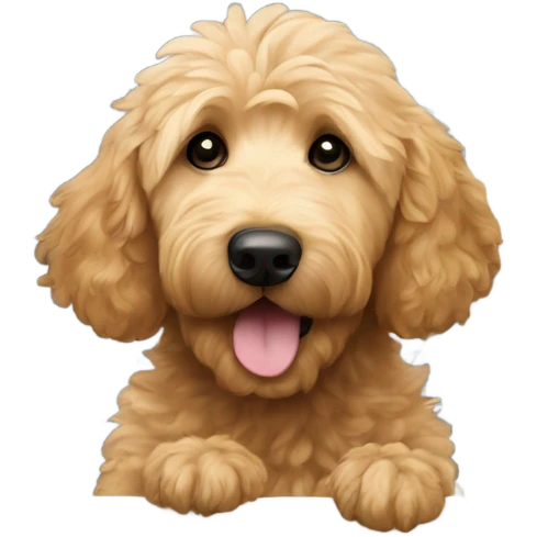 Goldendoodle peeking his nose through a door emoji