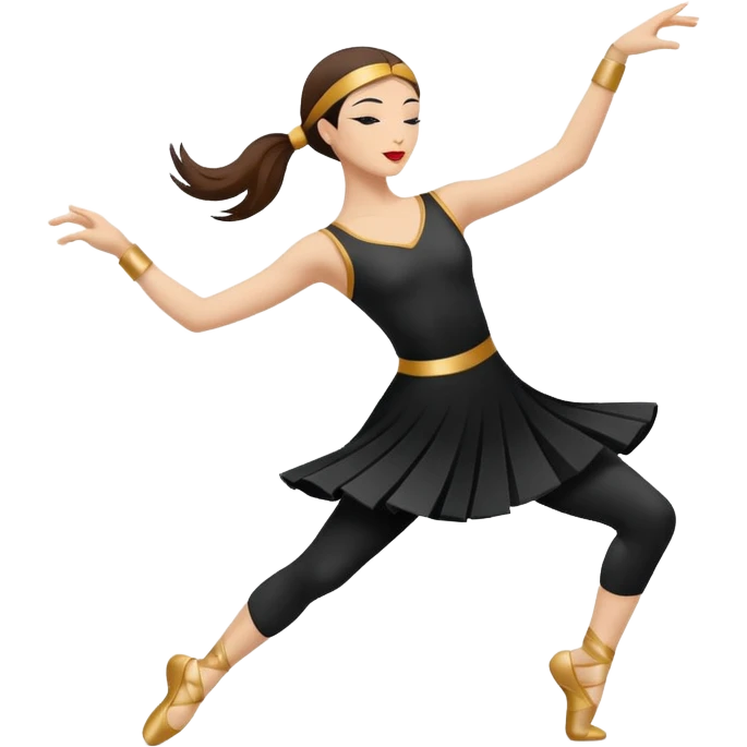 North-East (NE): "dancer_northeast: Create a minimal flat-vector dancer icon facing north-east. Pose same dynamic motion rotated to face NE. Black stroke 2px on transparent background, square canvas 1:1, SVG vector style, no text or facial features." emoji