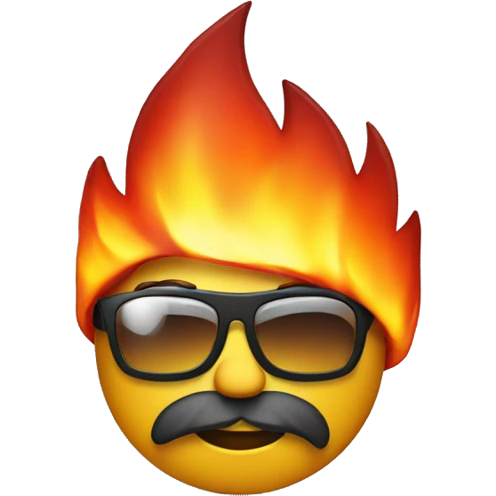Fire with goatee with sunglas emoji