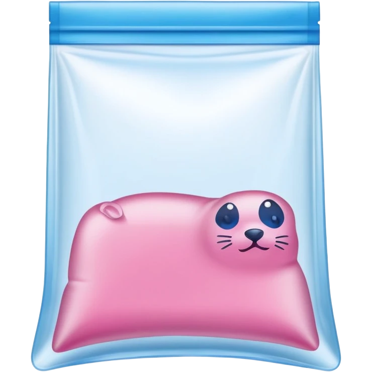 ziplock bag with blue and pink seal, empty emoji