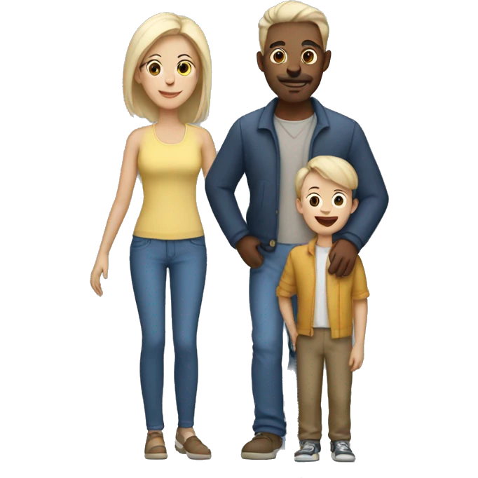 Family with mom and dad with two boys white skin emoji