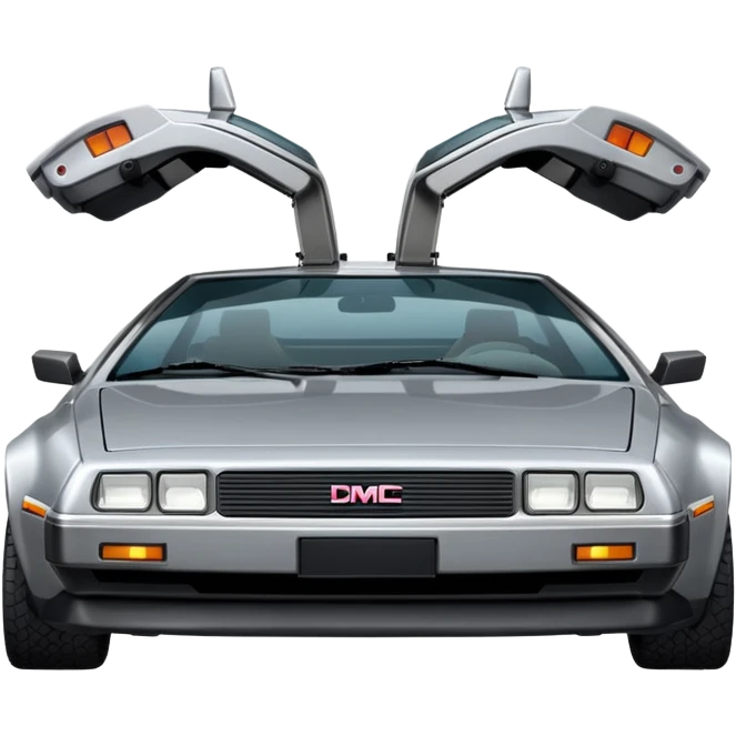Silver DMC 12 Delorean, closed doors, back sideview emoji