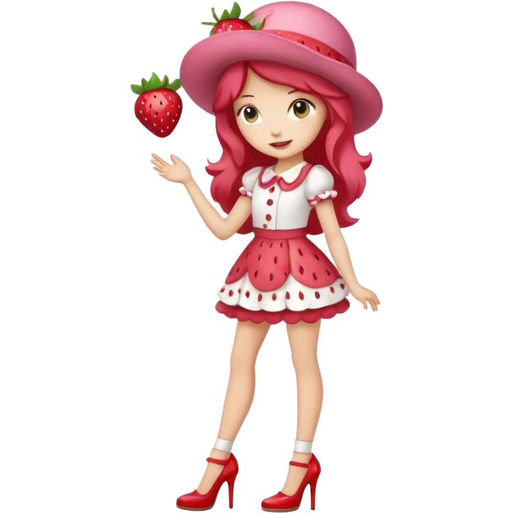 pretty and cute realistic modern day strawberry shortcake full body with high heels emoji emoji