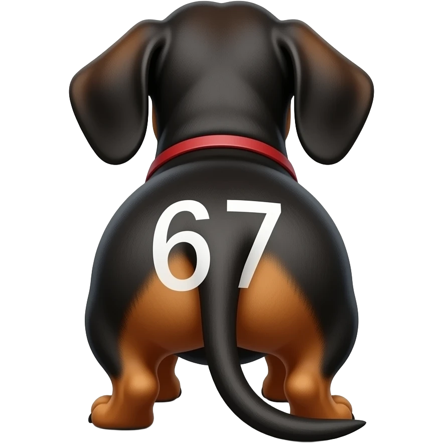 Dachshund's butt with the number 67 emoji