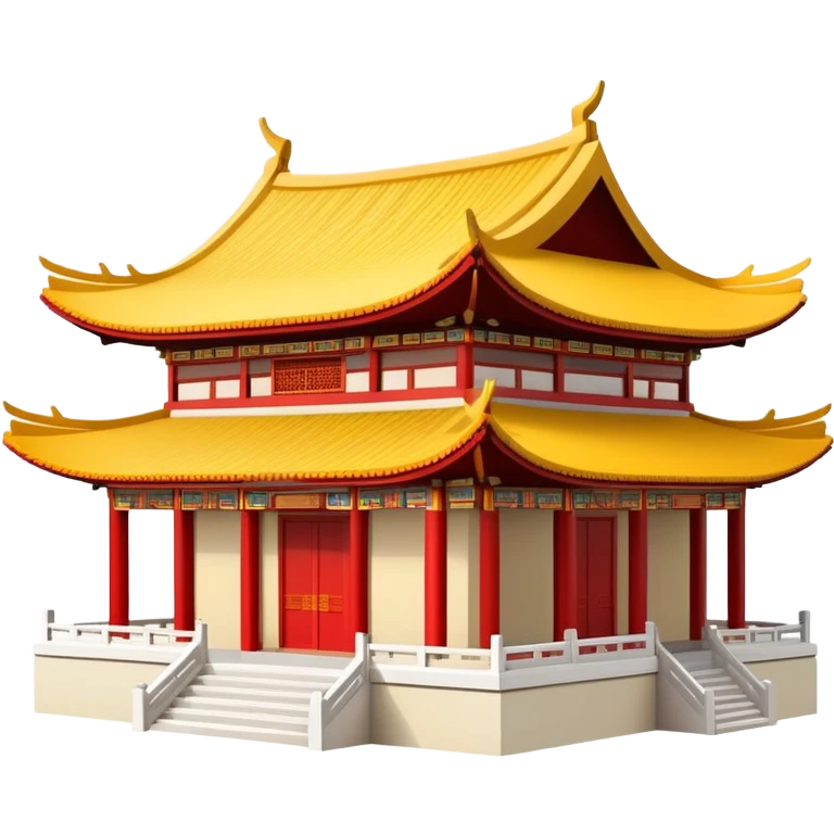 Simple Chinese temple building icon like standard emoji, iconic representation with upturned roof eaves emoji