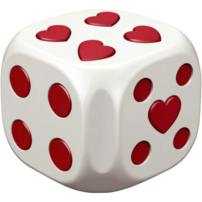 two dices in with burgundy red heart details emoji