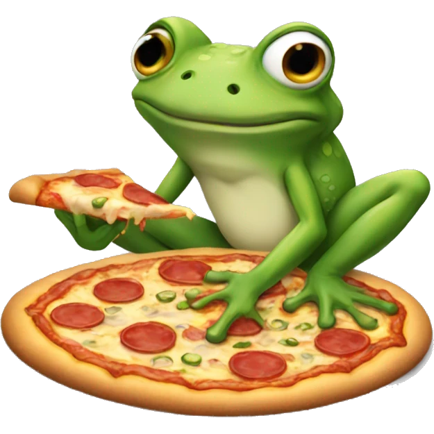 A frog eating a pizza emoji
