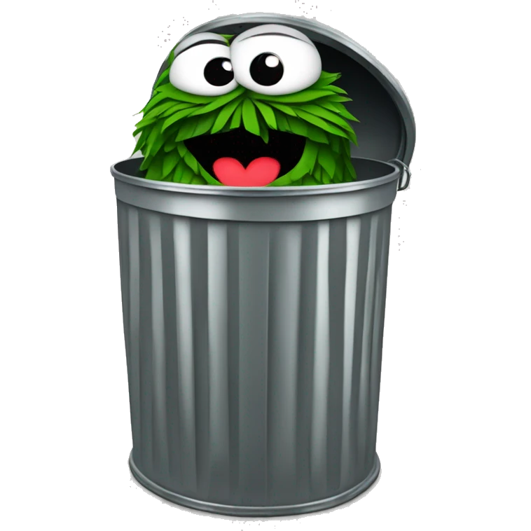 oscar the grouch inside metal trash can emoji