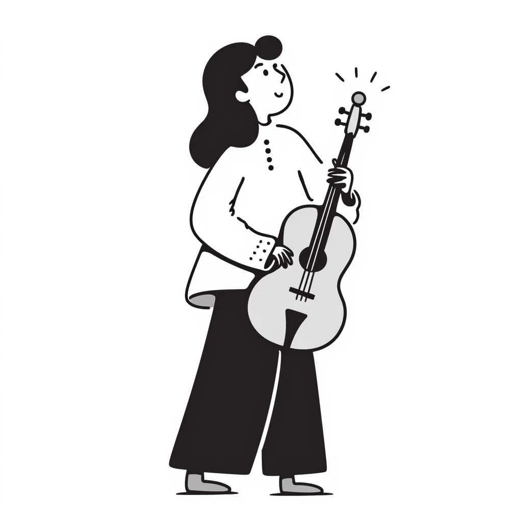 sad musician looking up with a pensive expression, thinking about music emoji