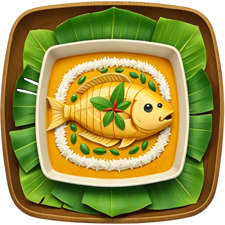 Fish Amok square dish in banana leaves emoji