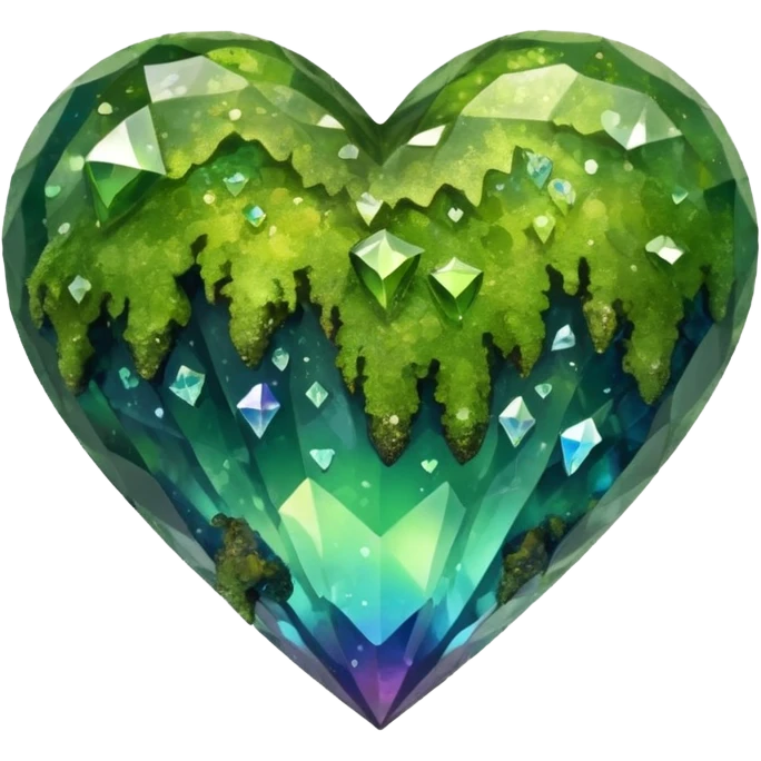 mossy heart shaped rough colorful crystal emoji