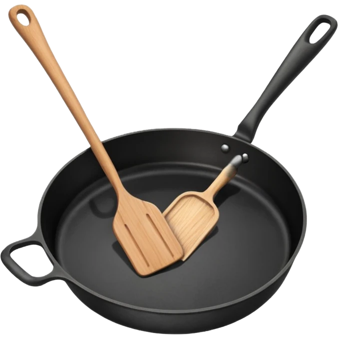 a black pan and spatula inside emoji