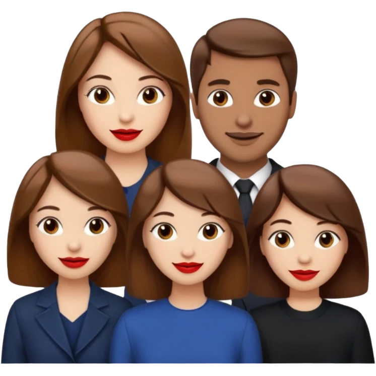 Two woman with brown hair standing next to a man with brown hair  emoji