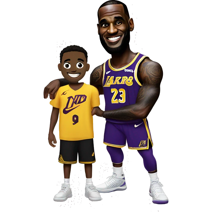 LeBron James posing with bronny James  emoji