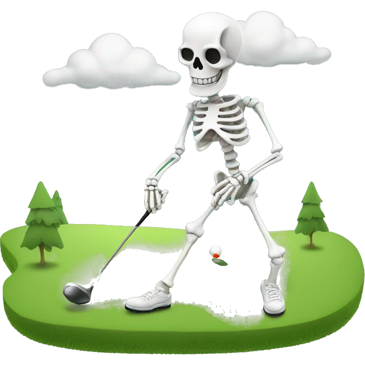 skeleton playing golf emoji