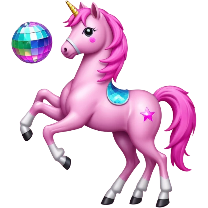pink pony dancing with a disco ball emoji